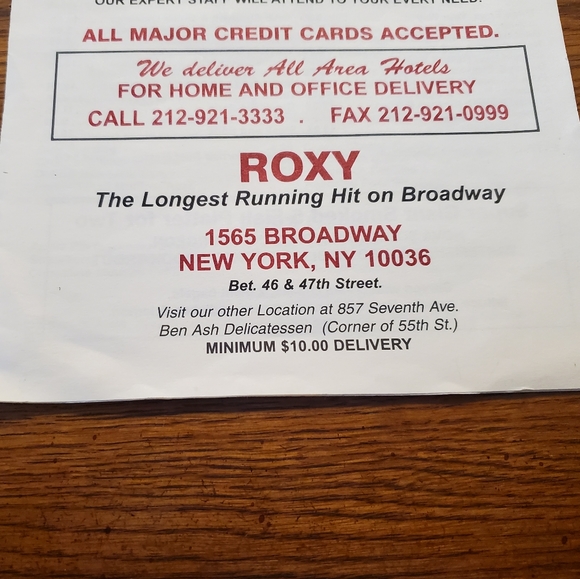 Roxy World Famous Now Closed THE ROXY Delicatessen New York City NYC Menu - Picture 7 of 8